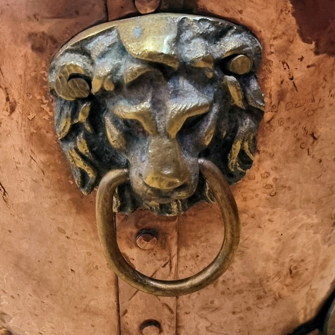 Copper and brass log bin.